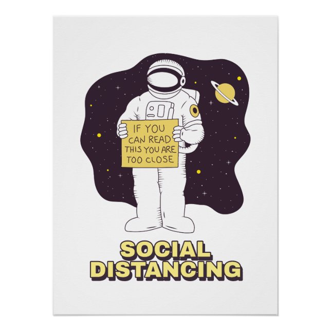 Cute Astronaut Drawing | Funny Space Cartoon Art Poster (Vorderseite)