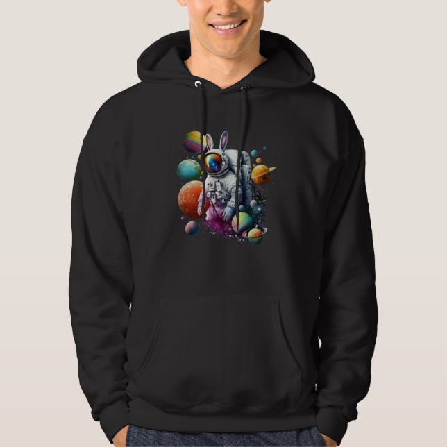 Cute Astronaut Easter Bunny Rabbit Floating in Spa Hoodie (Vorderseite)
