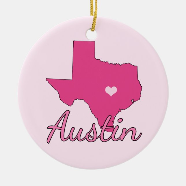 Cute Austin Texas Girl Pink Keramikornament (Vorne)