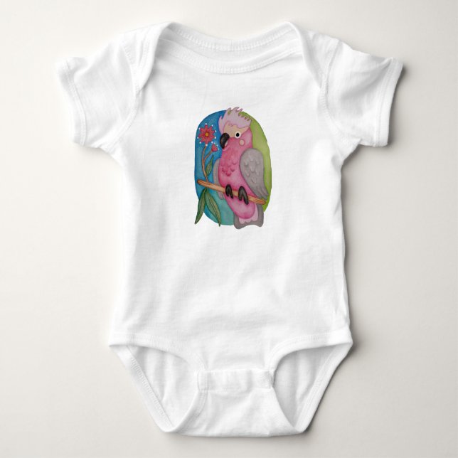 Cute Australian baby animal Galah on baby romper Strampler (Vorderseite)