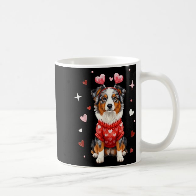 Cute Australian Shepherd Valentine Heart Valentine Kaffeetasse (Rechts)
