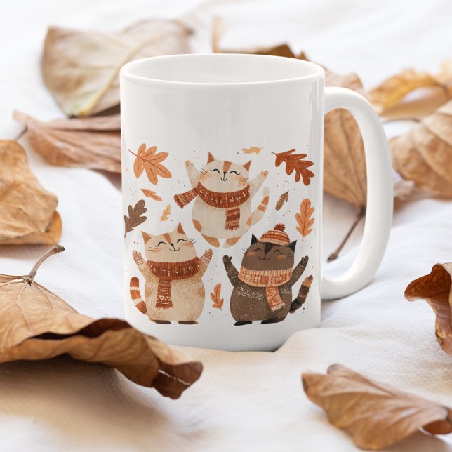 Cute Autumn Cats Mug Cozy Gift Idea Kaffeetasse ( Cozy cats + coffee = perfect fall morning ☕🍂)