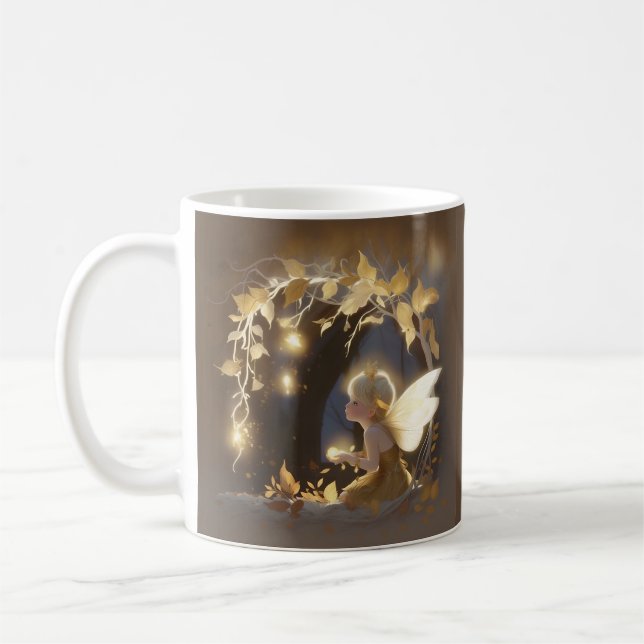 Cute Autumn Fairy with Glowing Flowers Kaffeetasse (Links)