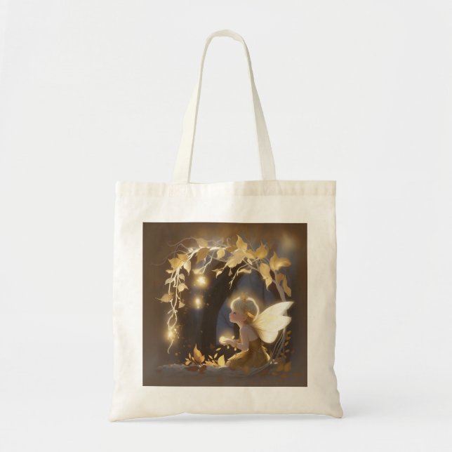 Cute Autumn Fairy with Glowing Flowers Tragetasche (Vorne)