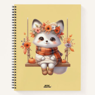 Cute Autumn Fox Kawaii Floral Cottagecore Notizbuch
