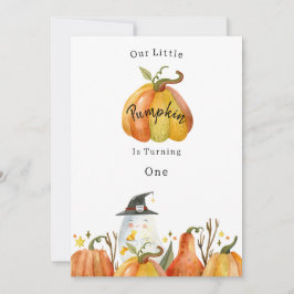 Cute Autumn Halloween Pumpkin Birthday Invitation Einladung