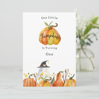 Cute Autumn Halloween Pumpkin Birthday Invitation Einladung
