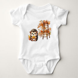 Cute Autumn Hedgehog with Harvest Ladder Illustrat Baby Strampler