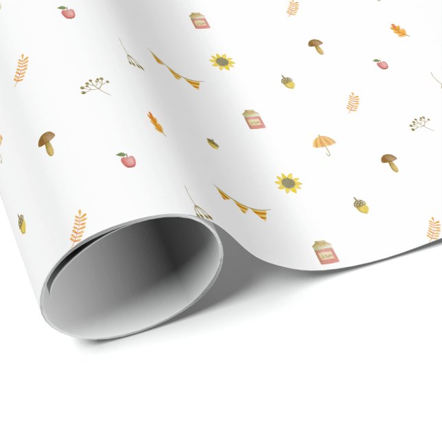 Cute Autumnal Elements Pattern. Geschenkpapier (Rolleneckpunkt)