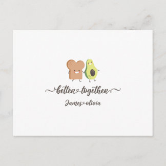 Cute Avocado and Toast Better Together Personalize Postkarte