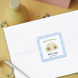 Cute Avocado Gender Neutral Twins Baby Shower Quadratischer Aufkleber