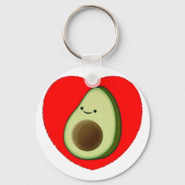 Cute Avocado In Red Heart Schlüsselanhänger (Vorderseite)