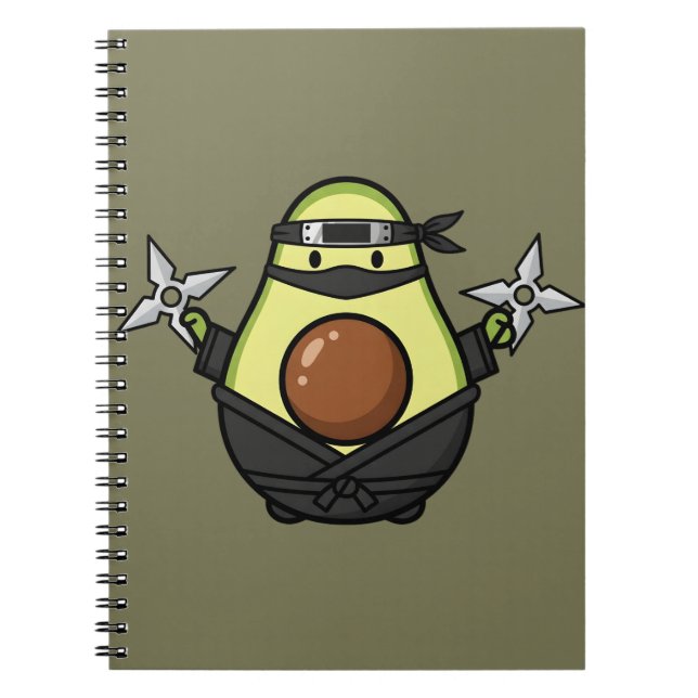 Cute Avocado Ninja Shuriken Warrior Illustration Notizblock (Vorderseite)