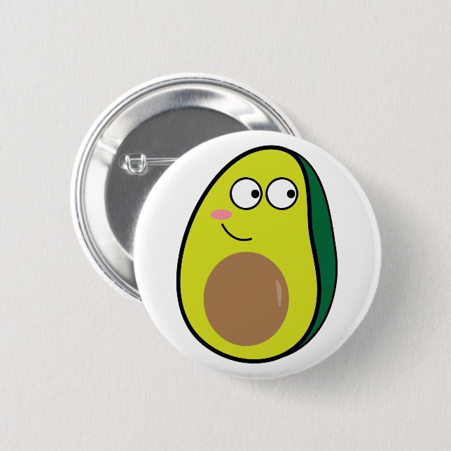 Cute Avocado Pinback Button - Fun Kawaii Fruit Pin (Vorne & Hinten)