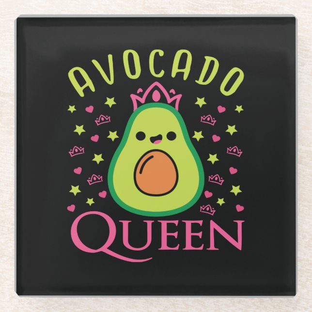 Cute Avocado Queen with Heart Keto Girl Cooking  Glasuntersetzer (Vorderseite)