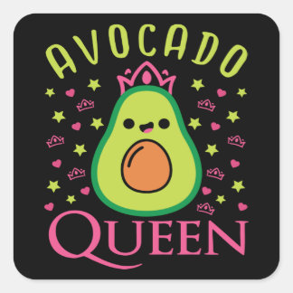Cute Avocado Queen with Heart Keto Girl Cooking  Quadratischer Aufkleber