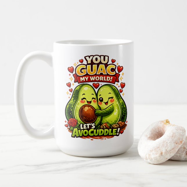 Cute Avocado Valentine’s Love Design, kawaii Love Kaffeetasse (Mit Donut)