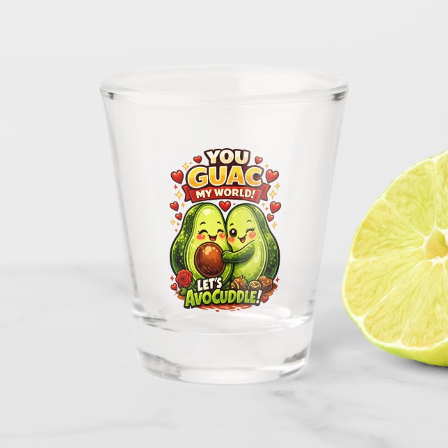 Cute Avocado Valentine’s Love Design, kawaii Love Schnapsglas (Vorderseite)