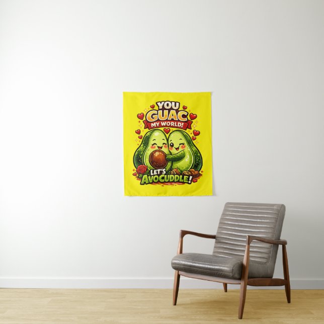 Cute Avocado Valentine’s Love Design, kawaii Love Wandteppich (Beispiel)