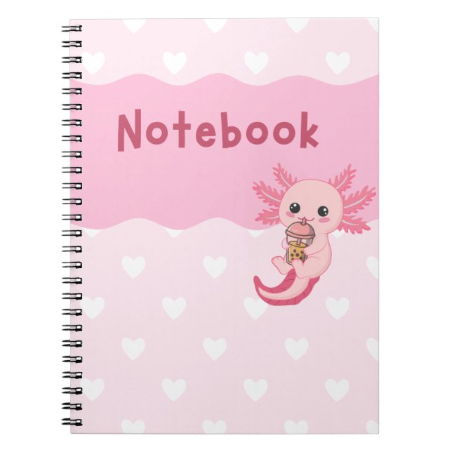 Cute Axolotl Boire Carnet de thé bulle (Devant)