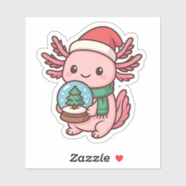 Cute Axolotl Snow Globe Sticker