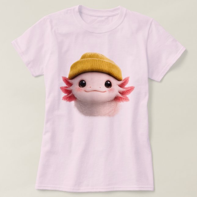 Cute Axolotl Wearing Beanie Retro 90s Design  T-Shirt (Design vorne)