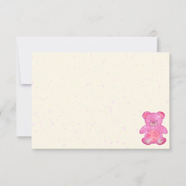 Cute Baby Bear In Pink Blank Cream Off White Mitteilungskarte (Vorderseite)