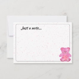 Cute Baby Bear In Pink Custom Just a Note Mitteilungskarte