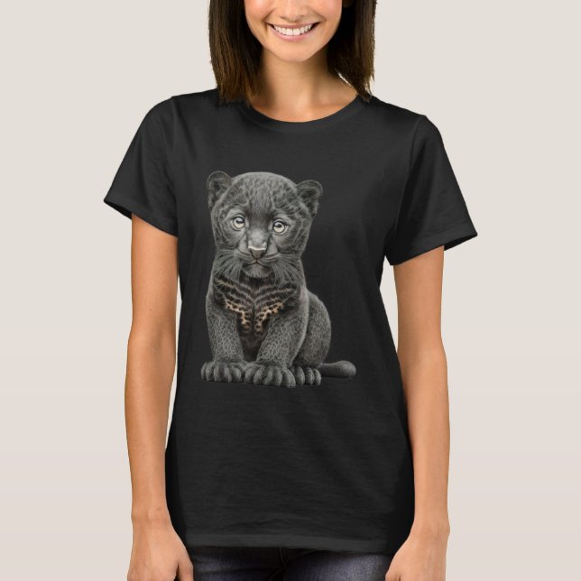 Cute Baby Black Leopard T-Shirt (Vorderseite)