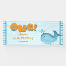 Cute Baby Blue Whale 1st Birthday