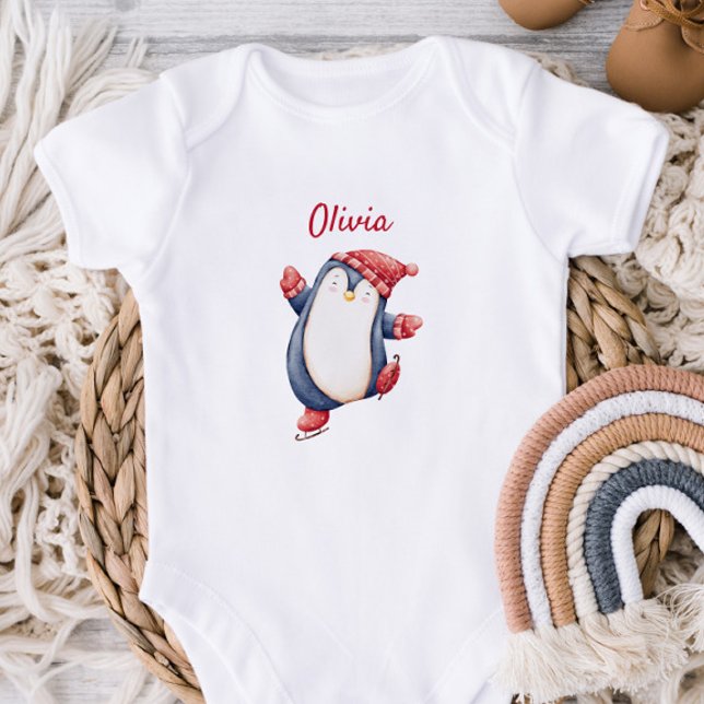 Cute Baby Bodysuit With An Ice Skating Penguin Baby Strampler (Von Creator hochgeladen)