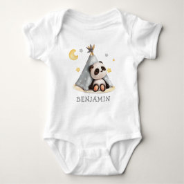 Cute Baby Boho Panda Birthday Strampler