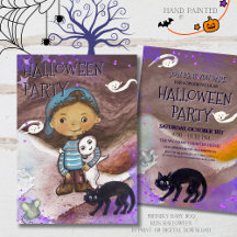 Cute Baby boo, cat & Boy Halloween Party 