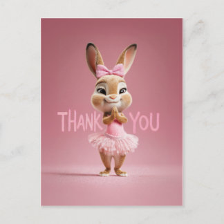 Cute Baby Bunny Girl in Pink Tutu Thank You Postkarte