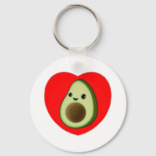 Cute Baby Cartoon Avocado In Red Heart Schlüsselanhänger