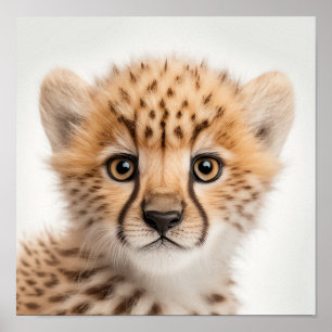 Cute Baby Cheetah Portrait   Square 1:1 Poster