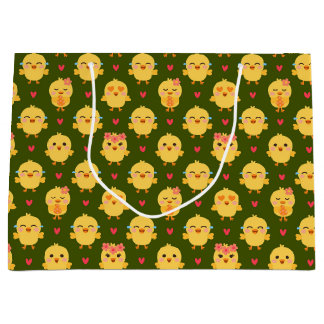 Cute Baby Chick Love with Hearts Große Geschenktüte