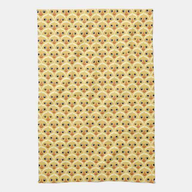 Cute Baby Chicks Motif Yellow Serviette de cuisine (Vertical)