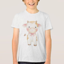 Cute Baby Cow Illustration Tri-Blend Shirt
