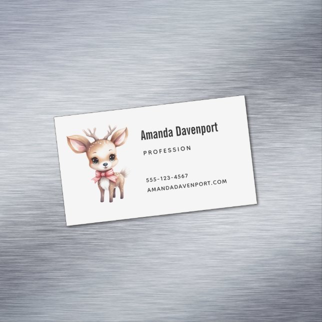 Cute Baby Deer Cartoon Illustration Magnetische Visitenkarte (Beispiel)