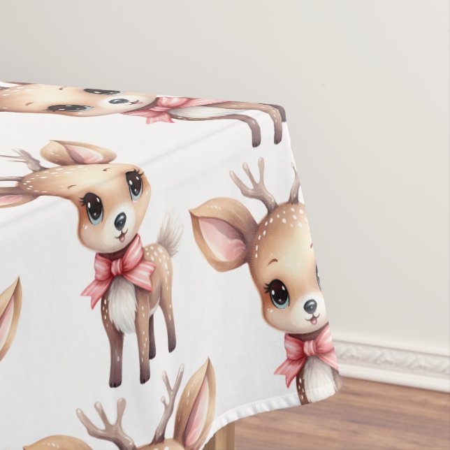 Cute Baby Deer Cartoon Illustration Pattern Tischdecke (Beispiel)