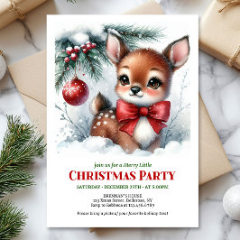 Cute baby deer watercolor Christmas kids invite  Einladung