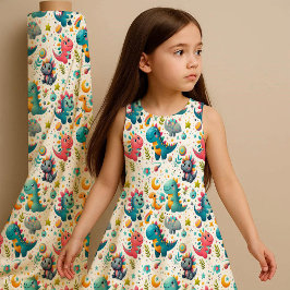 Cute Baby Dinosaur Teal Nursery Dino Fabric Print Stoff