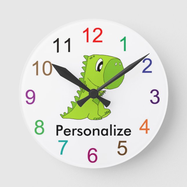 Cute baby dinosaur wall clock runde wanduhr (Vorderseite)