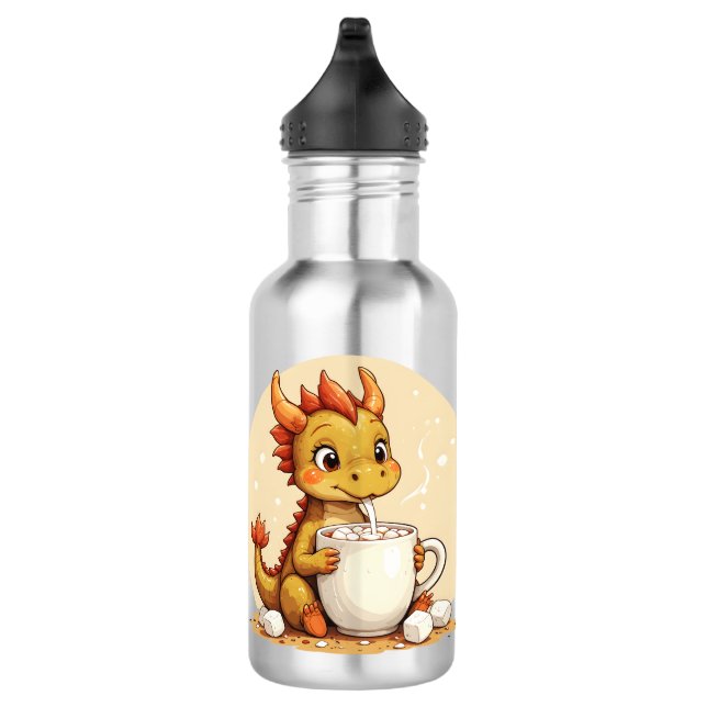 Cute Baby Dragon Hot Chocolate Kids Kawaii Cozy De Edelstahlflasche (Rechts)
