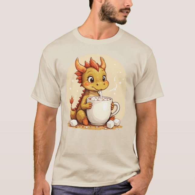 Cute Baby Dragon Hot Chocolate Kids Kawaii Cozy De T-Shirt (Vorderseite)