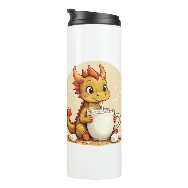 Cute Baby Dragon Hot Chocolate Kids Kawaii Cozy De Thermosbecher (Nach rechts gedreht)