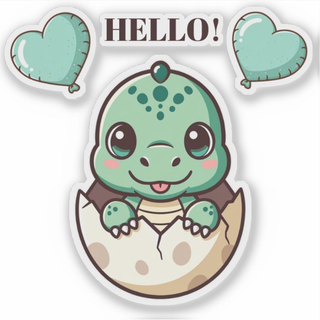 Cute Baby Dragon Sticker – Hello Dragon Hatching f (Vorderseite)