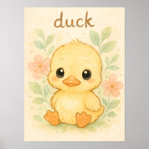 Cute Baby Duck - Poster de animal d'aquarelle pour