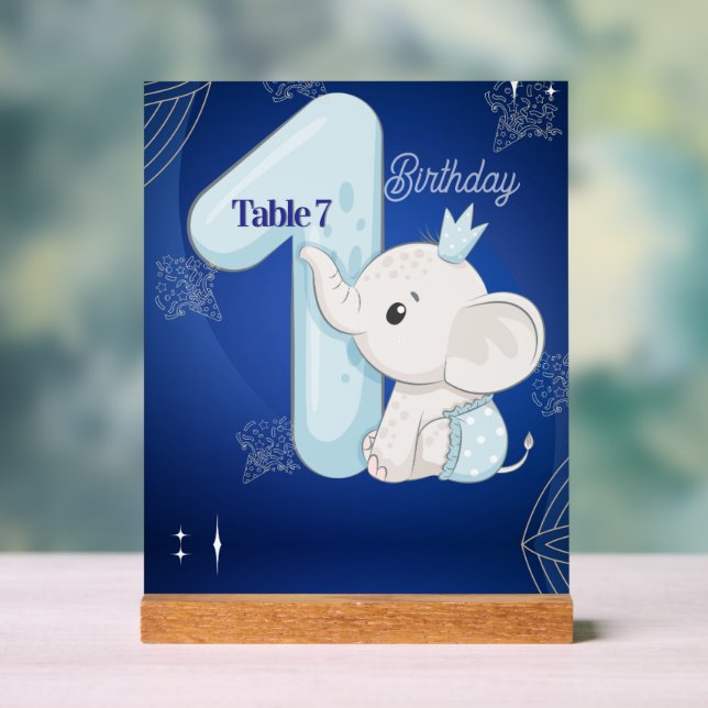 Cute Baby Elephant First Birthday Acrylschild (Neutral)